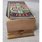 Antique 1922 Daily Desk Calendar Penn Leather Co Philadelphia Brass Stand Rare  