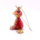 Lovely Ceramic King Frog Ornament Bright Orange With Rhinestones