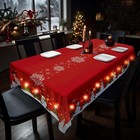 Christmas Rectangle Tablecloth With Led Light 60  X 84  Red Printed Fabric Table