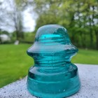 Cd 164 Brookfield 11 New York Aqua Blue Glass Insulator With Bubbles Dome 