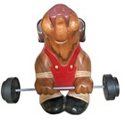 Vintage Handmade All Wood Handpainted Pig Weight Lifter Country Carving Unique