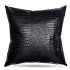 Leather Throw Pillow Covers  Square 22  X 22   pack Of 1  Crocodile Skin Black