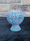 Chinese 19th Century Cloisonne Canton Famille Rose Enamel Trinket Box 11cm Tall