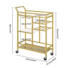 Bar Cart For Home 3-tier Serving With Glass Top Beverage Wine Rack And Holder