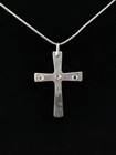 Vintage Southwestern Style Sterling Silver Turquoise Cross On 18 Cable Chain 925