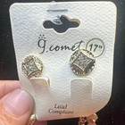 G comet Gold Tone Black Chain Necklace   Square Clear Crystal Stud Earrings Set