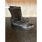 Vintage Black Leather Combat Boots Lace Up Military Style High Top Goth Punk 12n