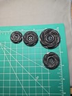 Vintage Antique Bakelite Button Matching Set Of 4 Flower Black