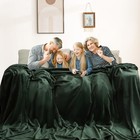 Solid Oversized Flannel Fleece Blanket  120x120 Inches  Olive Green  Cozy Thr   