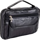 Black Genuine Leather Bible Organizer Book Cover Large Carrying Bag Case