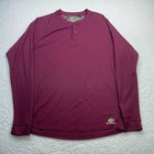 Mossy Oak Waffle Knit Henley Mens L Burgundy Long Sleeve Shirt Casual Top