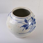 Korean Art Yi Dynasty Goryeo White Porcelain Blue White Floral Design Vase