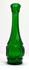 Emerald Green Pressed Glass Vase 9  Vintage Deco Bottle Style Retro Decor 