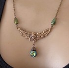 Vintage Necklace Antique Iridescent Czech Glass Art Nouveau Goddess Pendant