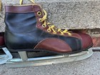 Vintage Shamrock Mc Canada Sheffield Steel Leather Ice Skates Men   s Size 9 Basco
