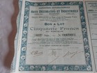 Vintage Share Certificate Stock Bonds Exposition Arts Decoratifs Et Industriels
