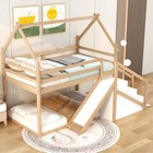 Twin Over Twin House Bunk Bed With Slide   Staircases Loft Bunk Bed Platform Bed