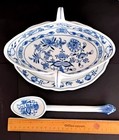 Original Zweibelmuster Porcelain Gravy Dish With Spoon