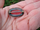 Vintage Sterling Silver Brooch With Dragon s Breath Cabochon Art Deco Pin 1-1 8 