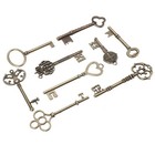 9pcs Big Large Antique Vtg Old Brass Skeleton Keys Lot Cabinet Barrel Lock