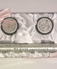 Baby Girl First Tooth First Curl Birth Certificate Holder Keepsake Gift Set New