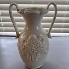 Antique English Victorian Ceramic Floral Vase Cherub 10   x6    Beautiful