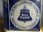 Vintage  the Cincinnati   Suburban Bell Telephone Co  Sign  Fl Dbl Sd Porcelain