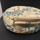 Lot Of 2 Silk Cosmetic jewelry Bags Yellow aqua Embroidered  Hong Kong  Vintage