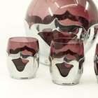 Vintage Midcentury Farber Bros Glass   Chrome Decanter   Cordial Shot Glass Set
