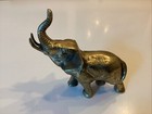 Vtg 1970s Solid Brass Elephant Statue  Trunk Up Good Luck  5  Nos Mid Century