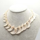 Antique Victorian Mother Of Pearl Necklace Jagged Teeth Hand Carved Genuine