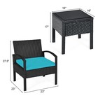 Patiojoy 3pcs Patio Rattan Furniture Set Conversation Sofa Cushioned Turquoise