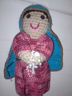 Virgin Mary Hand Crocheted Doll 15    W Rosary Handmade Catholic Faith Art