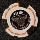 115th Anniversary Chester Hd   England  white black  Harley Davidson Poker Chip