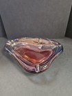 Freeform Iridescent Pink Blue Glass Ashtray Mcm Vintage Italy