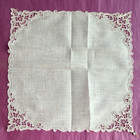 Vintage Madeira Marghab   Embroidered Handkerchief Open Corner Pink Rare    