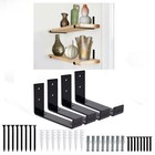 Evolf Shelf Brackets Heavy Duty J Floating Metal Shelves Wall Mounted - 4 Pack