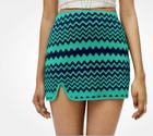 Urban Outfitters Women   s Chevron Knit Mini Skirt Green black High Rise M