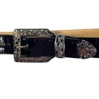 Streets Ahead Vintage Black Crocodile Leather Belt With Silver Buckle - Size M