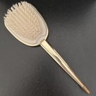 Vintage Metal Hairbrush Quilted Gold Floral Mid Century Vanity Hollywood Regency
