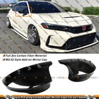 For 22-26 Honda Civic Mu V2 Style Full Carbon Fiber Add-on Side Mirror Cap Cover