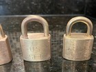 Vintage Us Padlock Lot  set Of 4  Military Brass Locks With Master Key