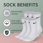 Youth Nike Dri-fit Crew Everyday Sock For Kids   White black Xs   Small   Medium