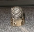 Antique Simons Bros Thimble Sterling Silver Gold Band Size 11