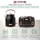 Haden Heritage 4 Slice Wide Slot Toaster   Electric Kettle  Black   Copper