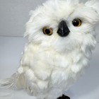 Snowy White Owl Figurine 10 Inch Realistic Faux Fur And Real Feather Detail