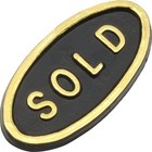 Black   Gold Oval Sold Tags 7 8  X 3 4  Dia  Pack Of 100