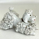 Vintage Spaghetti Porcelain Poodle Figurine White Mid-century Japan 3 5   
