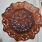 Vintage India Hand-carved Decorative Serving Wooden Inlay 3-trays