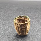 1  Vtg Sweet Grass Thimble Case Holder Mini Basket No Lid Miniature Dollhouse
